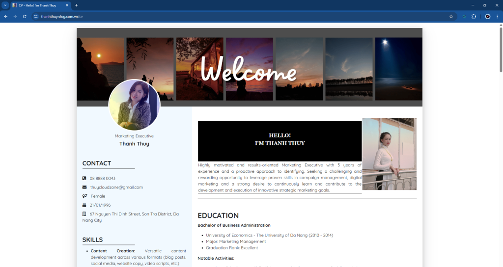 Đăng ký trải nghiệm tạo CV profile & Blog cá nhân miễn phí ngay: vlog.com.vn