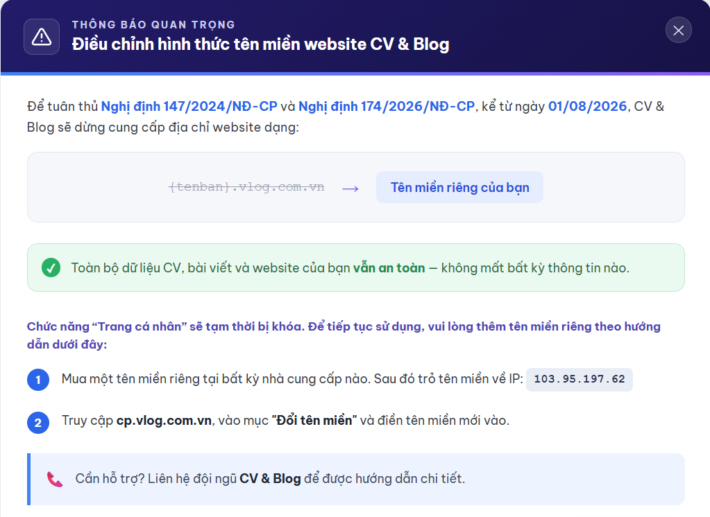 Hướng Dẫn Trỏ Tên Miền Về Website CV & Blog